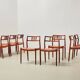 Niels Otto Moller Set of 8 Model 79 Dining Chairs in Rosewood and Leather for JL Mollers 1966