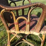 Fauteuil enfant en rotin et bambou ancienne