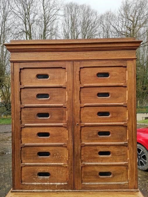 Solid oak store furniture with label door on doors