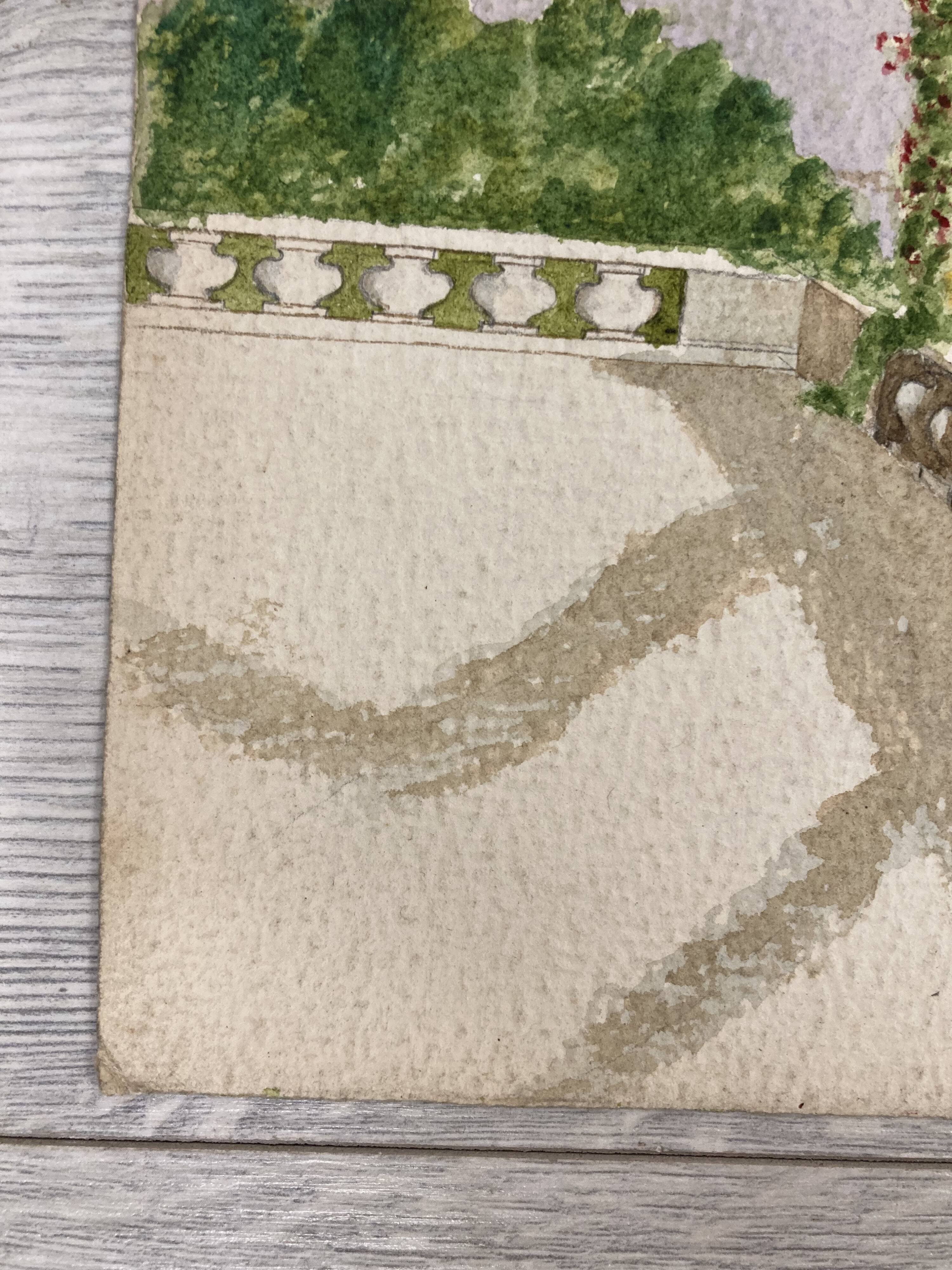 Watercolor seaside landscape recto/verso