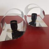 Pair of wall light 70s chrome metal