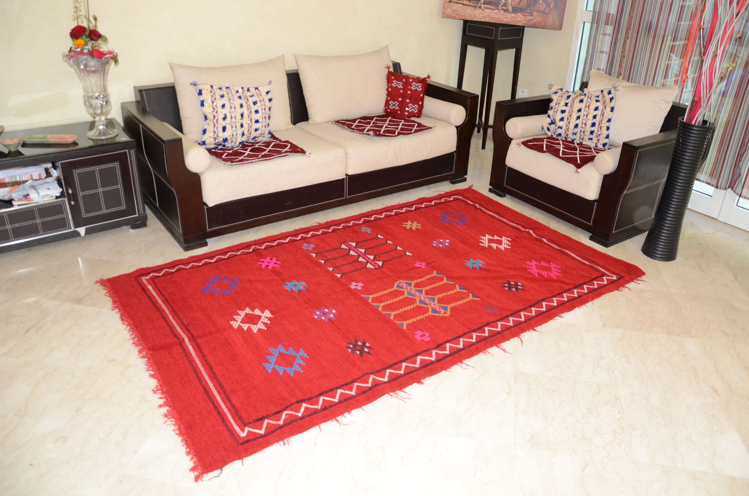 Tapis Berbère rouge ethnique 140x235 cm