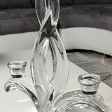 Candlestick with 2 lights. Art Vannes France. 1960s. Flame/Fleur de Lys patterns