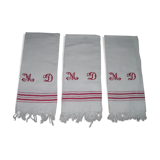 Set of 3 honeycomb towels, MD cross stitch monogram