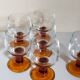 Six amber stemmed glasses from the 70s