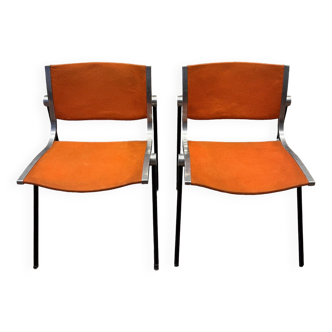 Pair of orange Vaghi Uno chairs