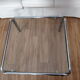Table basse carrée vintage années 70 plateau en verre transparent et pieds chromé