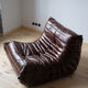 Set of 3 brown leather sofas "Togo" model designed by Michel Ducaroy 1973