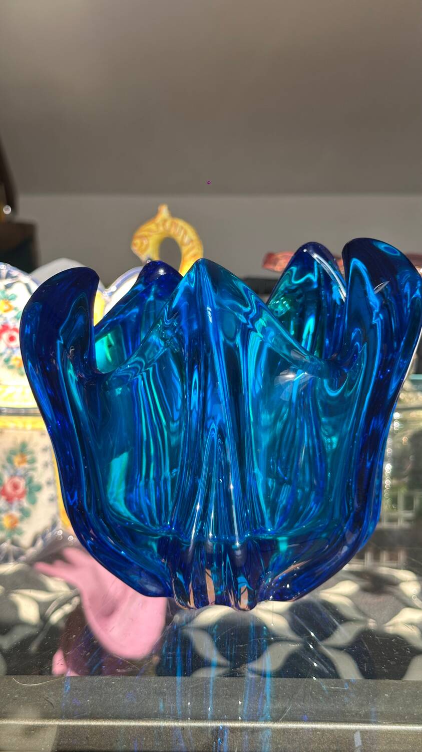 Vintage Cobalt Blue Glass Vase by Jacques – Edelweiss Label, 1970s
