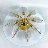 Italian Modern pair of brass ceiling lamps by Zero Quattro. 1970s