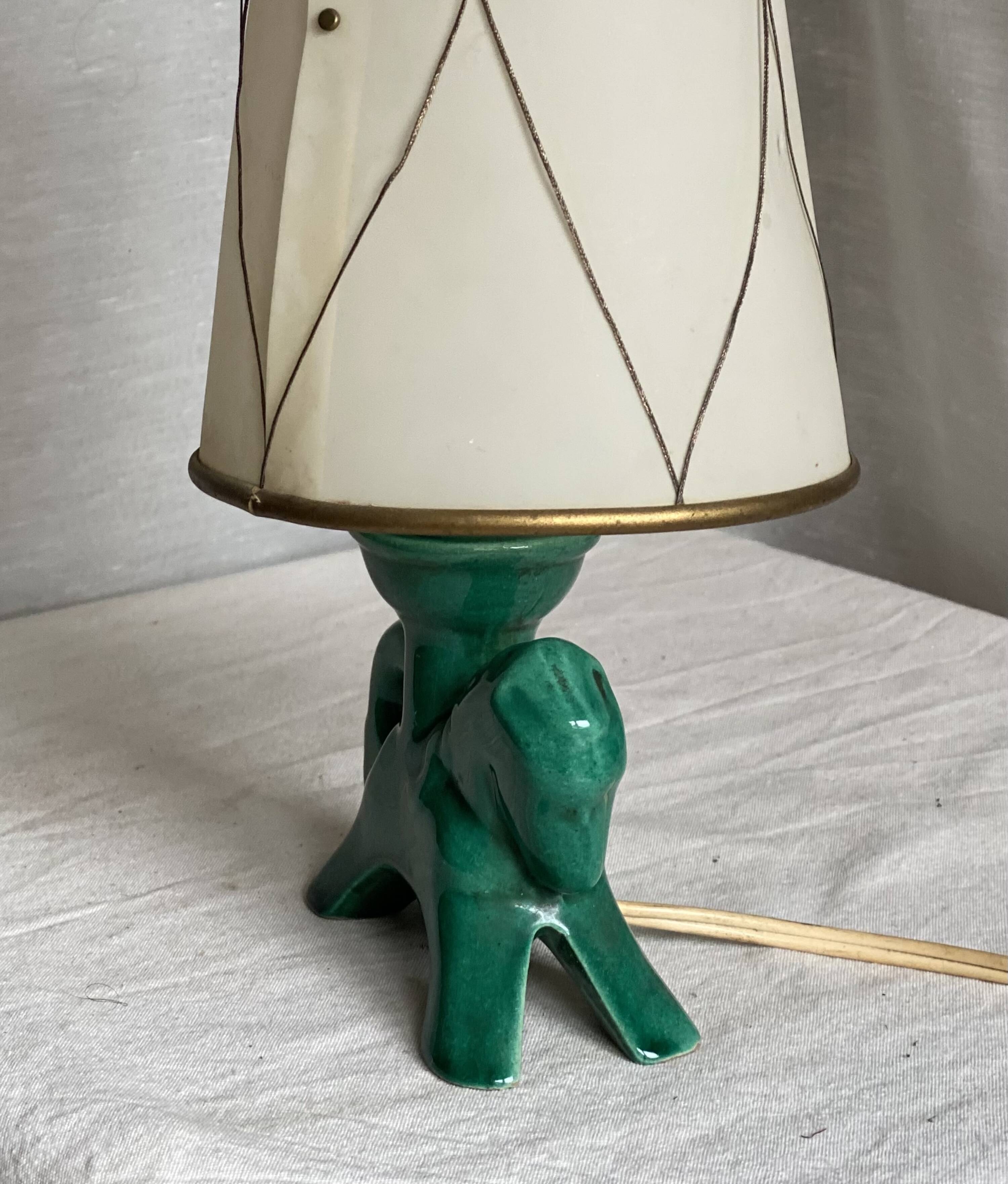 Petite lampe céramique style Valauris vintage 1960 en forme de cheval