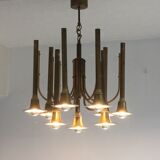 Brass trumpet chandelier, 1970s