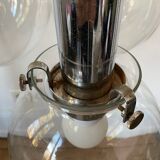 Vintage design pendant light with three transparent glass globes