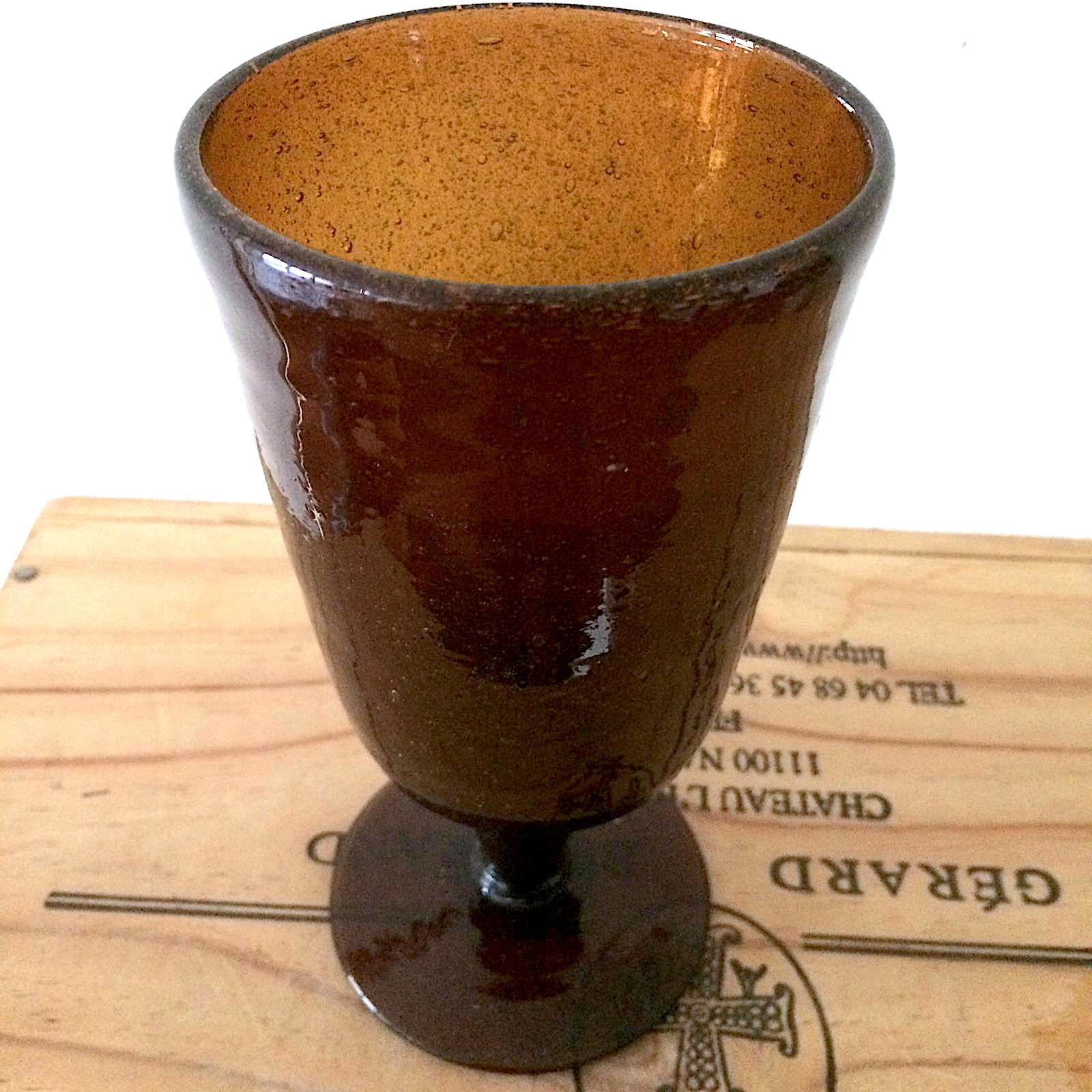 Large walking glass Biot in bubbled glass