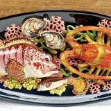 Large Vallauris slip dish 57x25 cm lobster fish