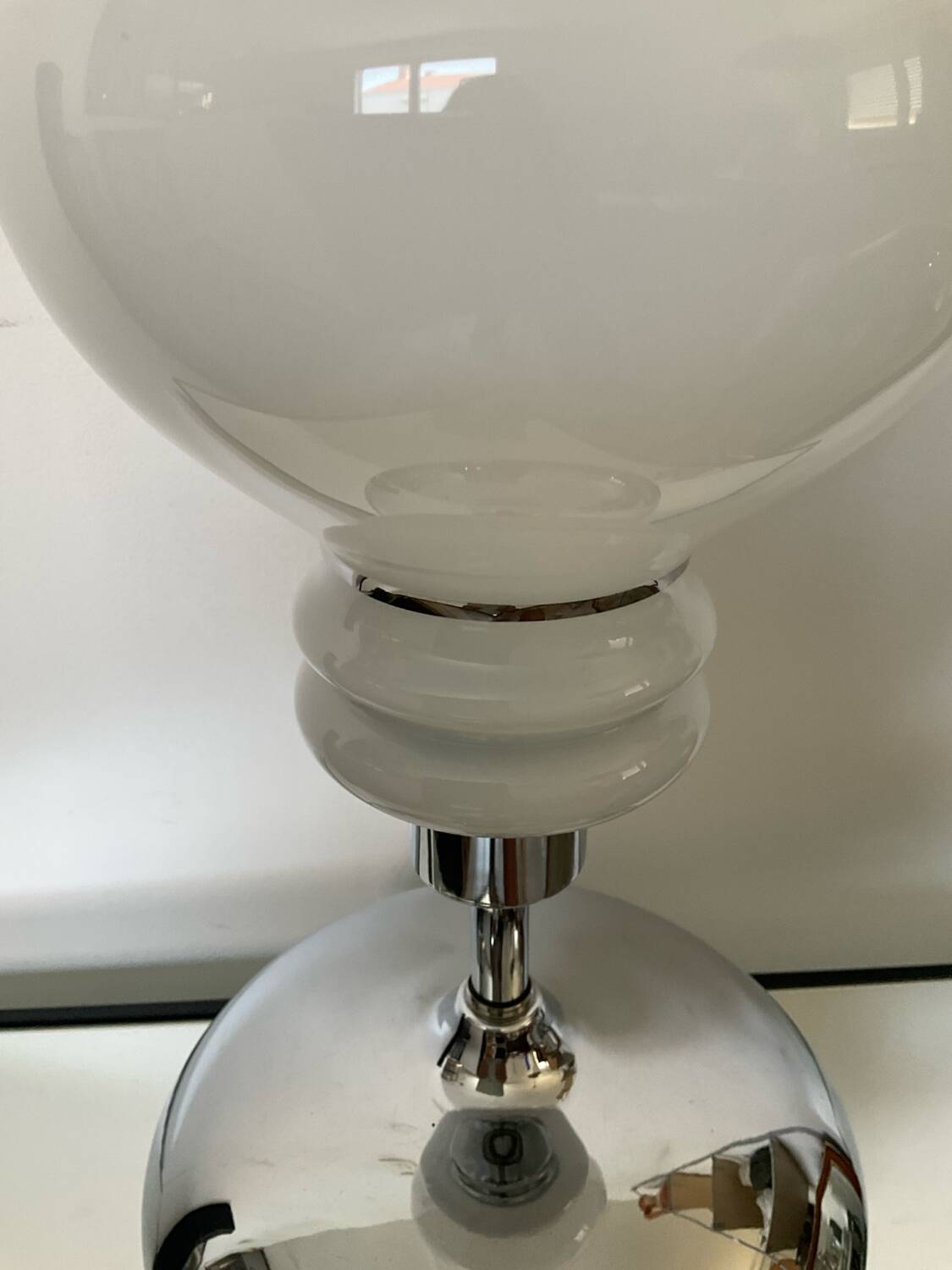 Vintage lamp in opaline and chrome metal