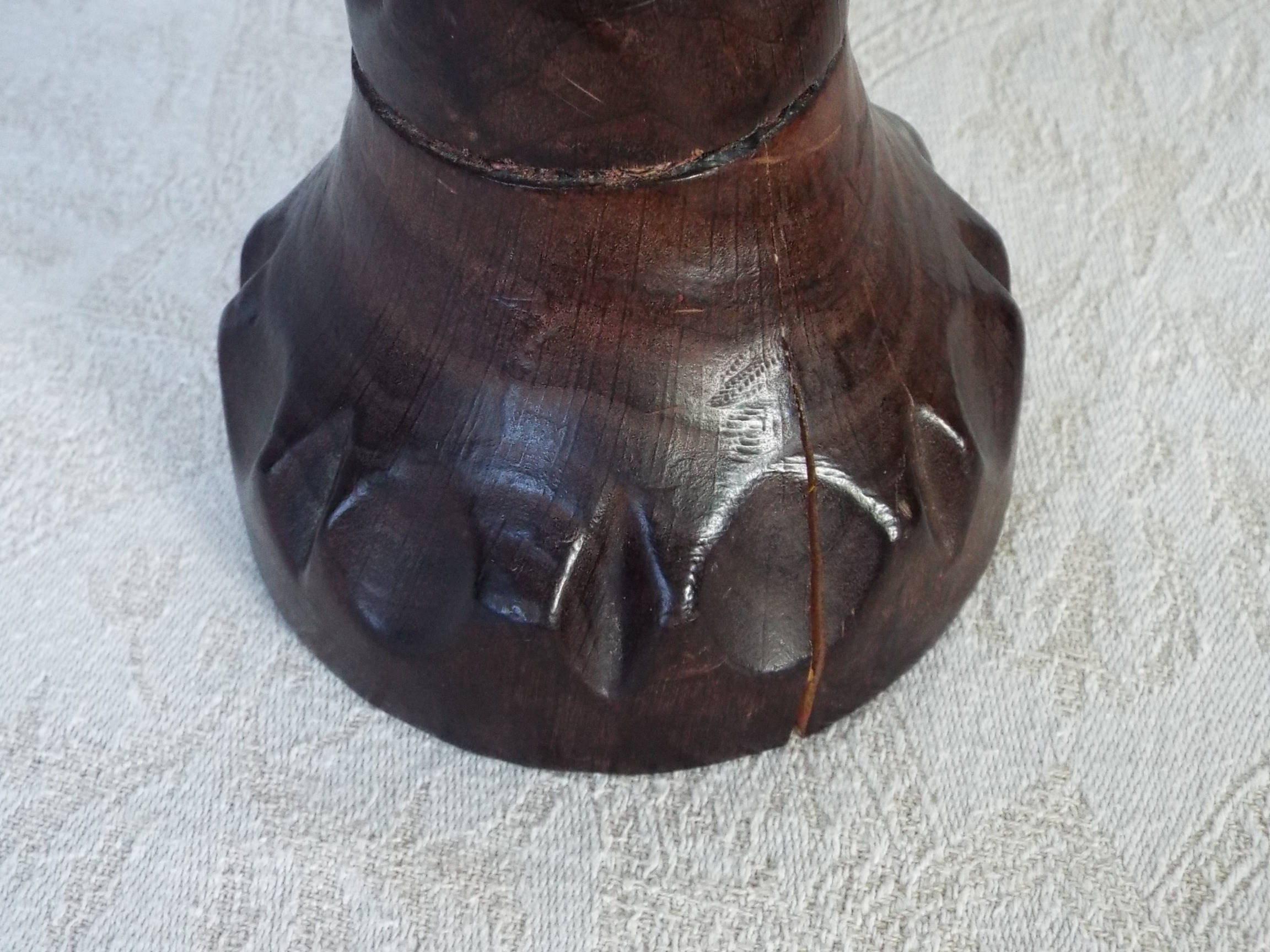 3 turned wooden candle holders