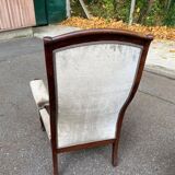 Imperial armchair in mahogany and grey velvet from the 19th century