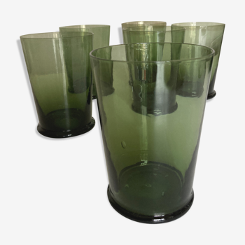 Set de 6 verres gobelets 1960 en verre artisanal XL