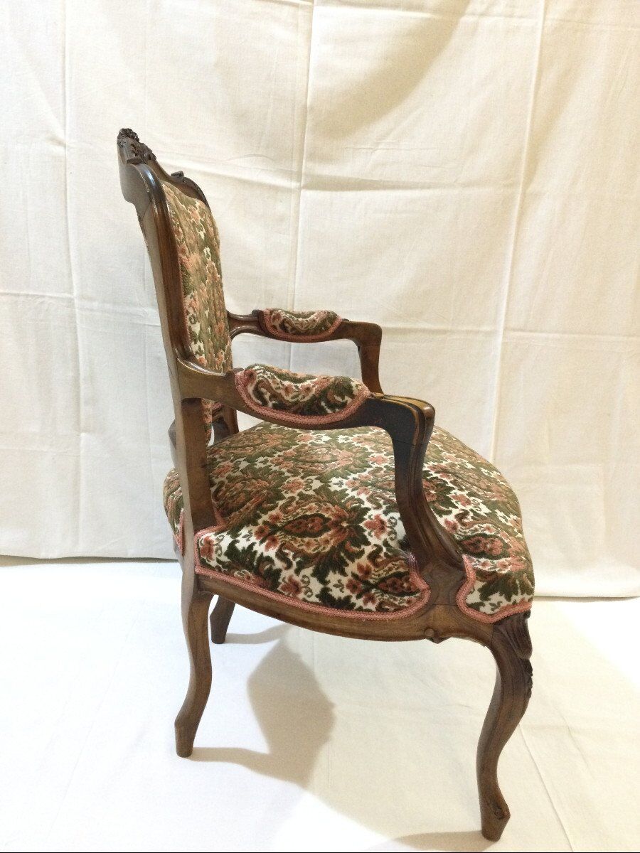 Louis xv style armchair in walnut