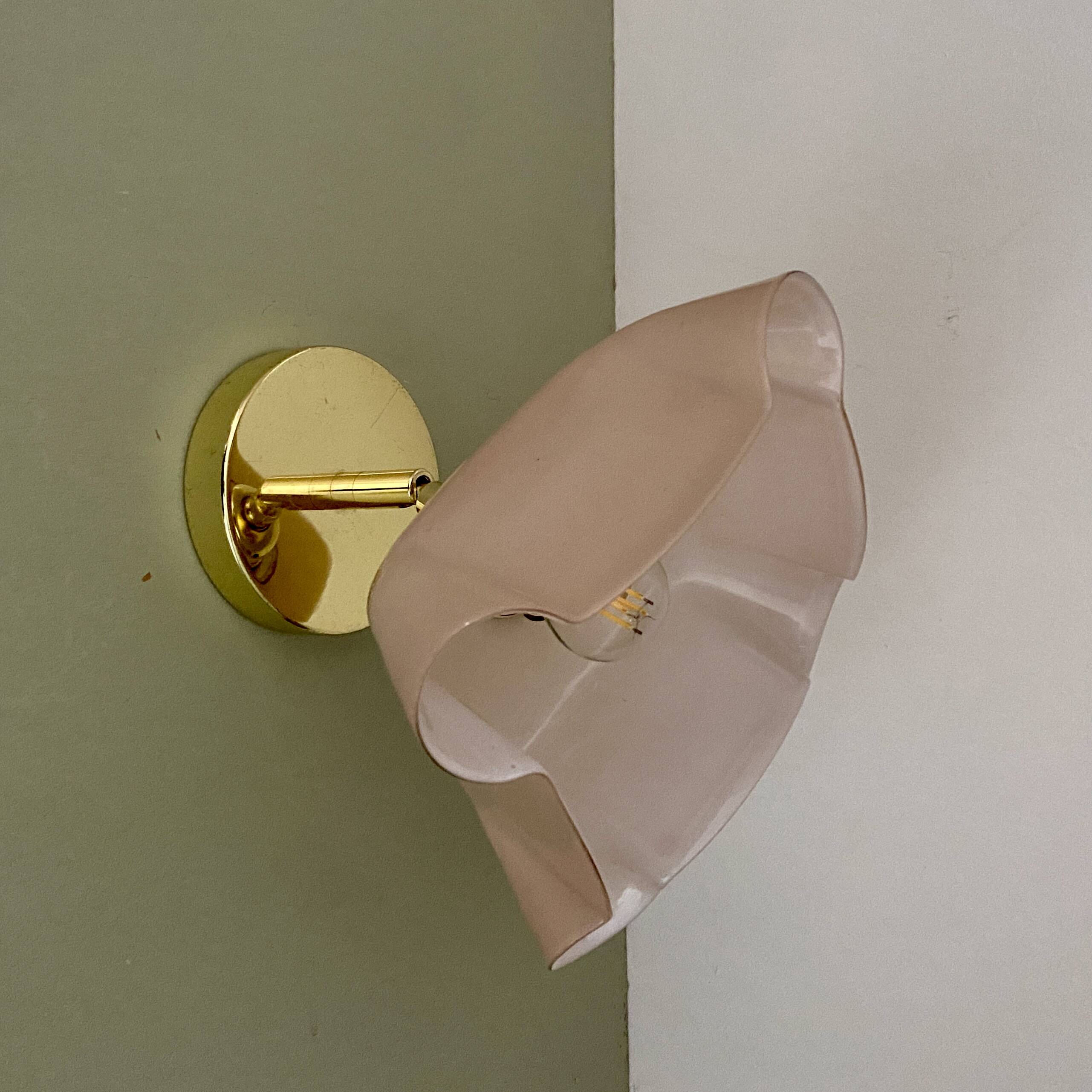 Vintage pink opaline lampshade wall lamp
