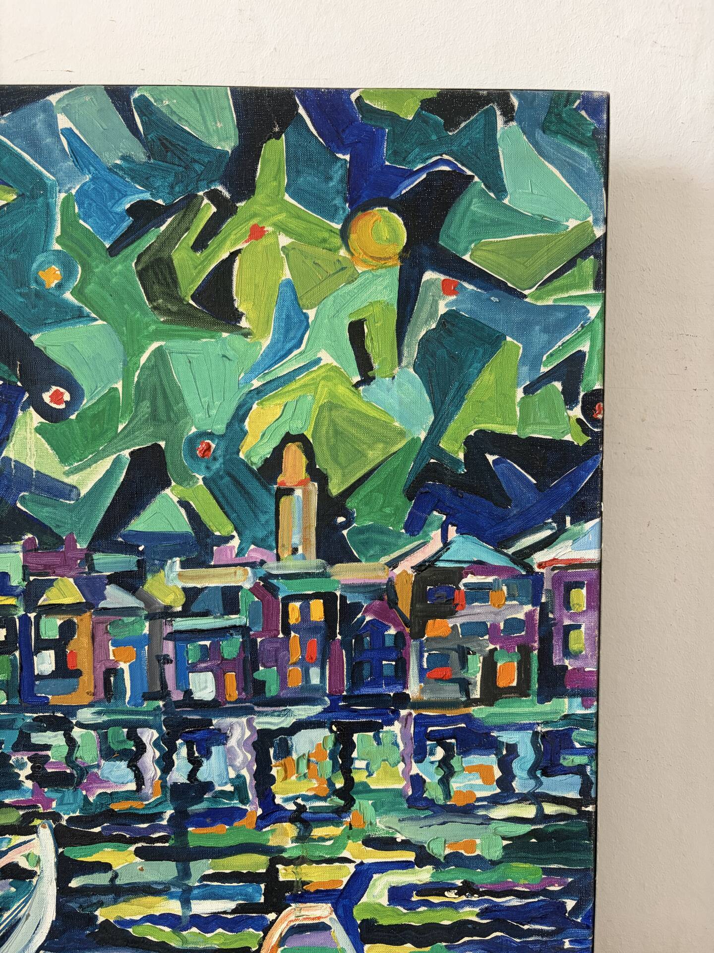 Abstract port landscape, oil on canvas