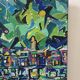 Abstract port landscape, oil on canvas