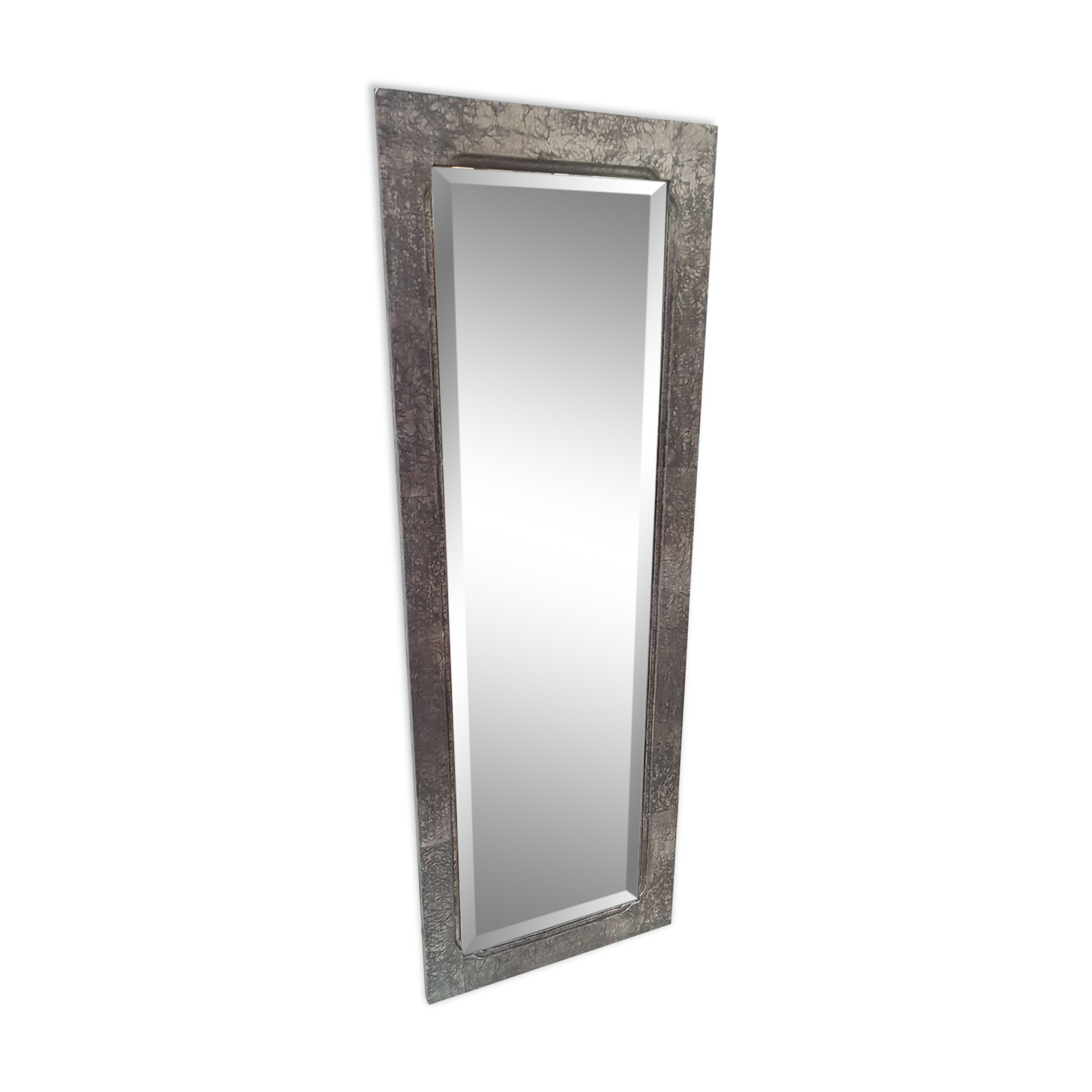 Antique mirror beveled restyled silver patinated black 58x159cm