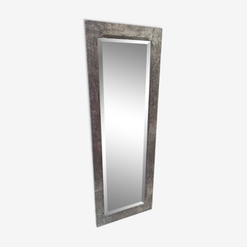 Antique mirror beveled restyled silver patinated black 58x159cm