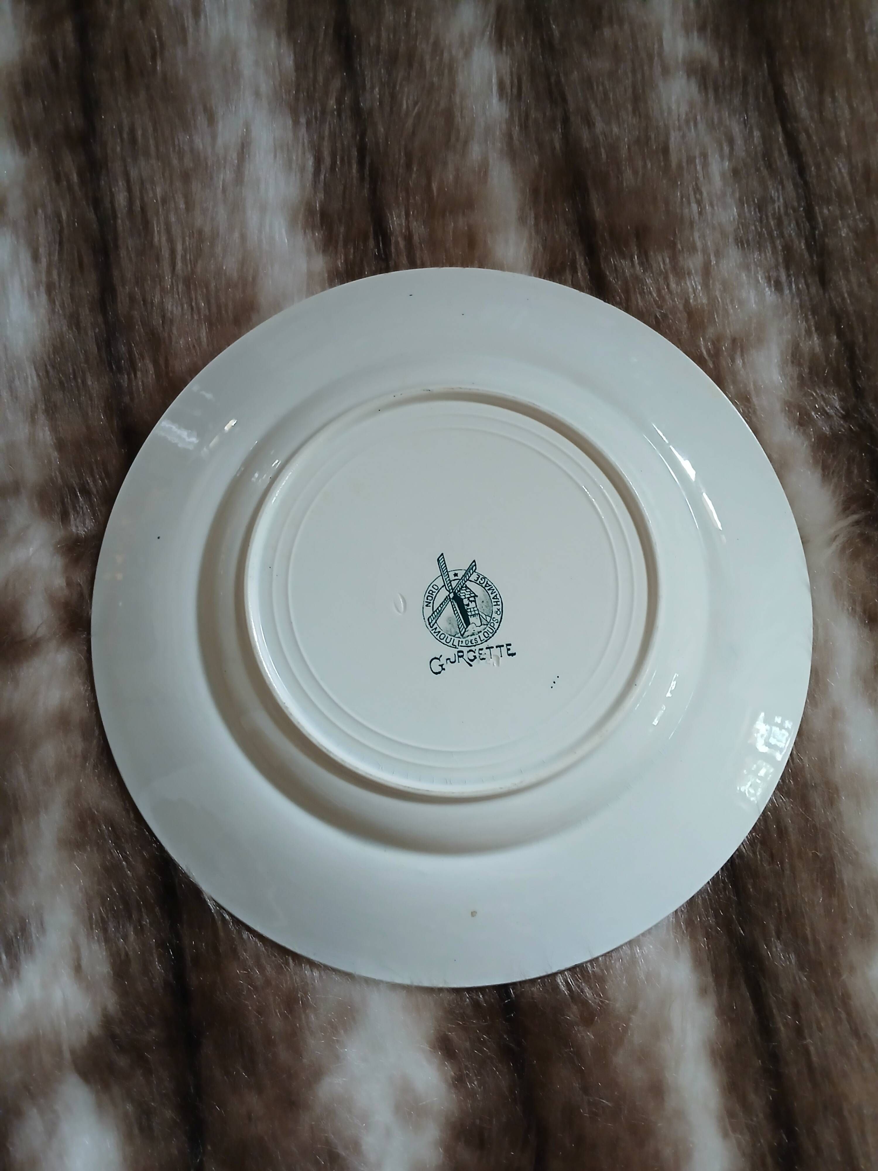 6 antique flat plates in ironstone