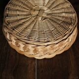 Round wicker basket vintage weaving