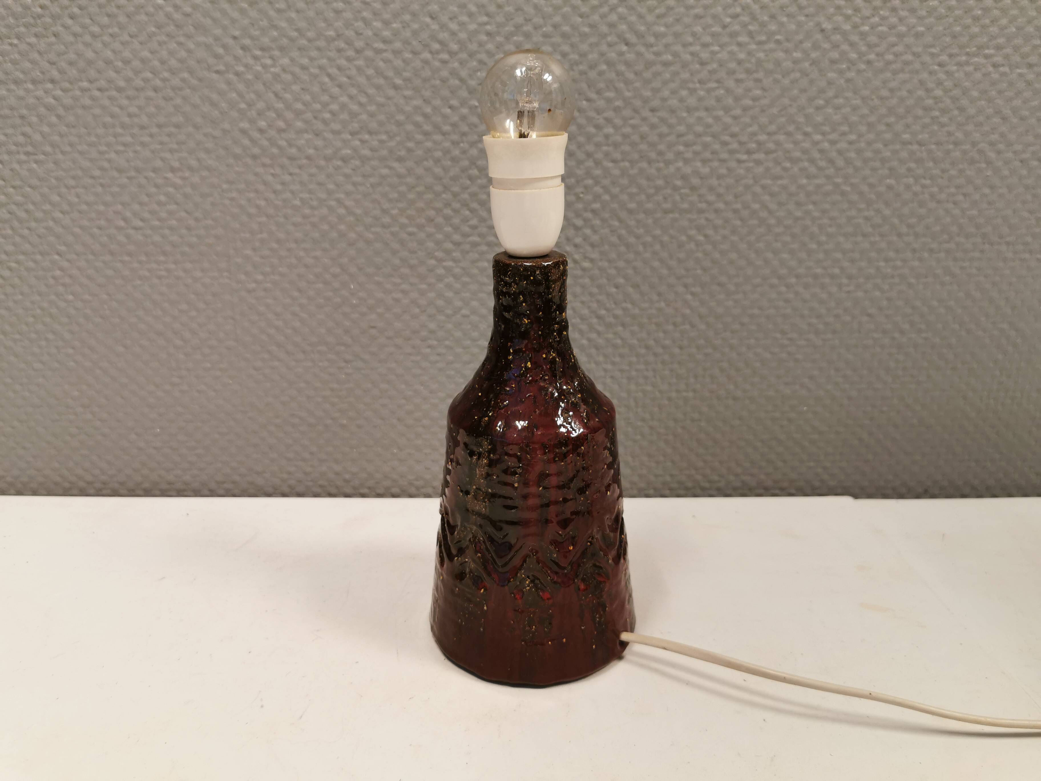 Ceramic table lamp in beautiful glaze, Danish and estimated from the 1970s.