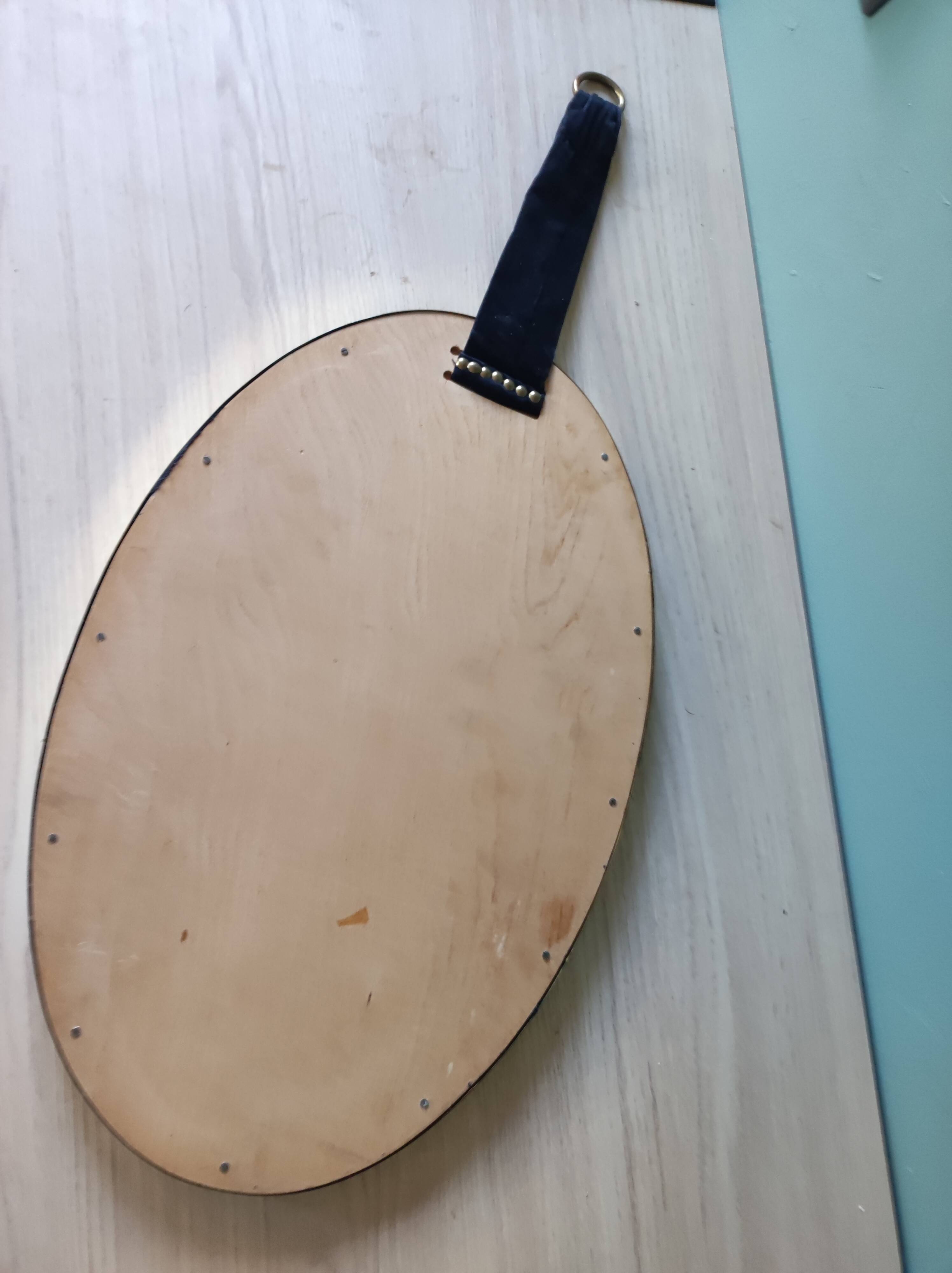 Oval mirror gilded frame margin felt black vintage