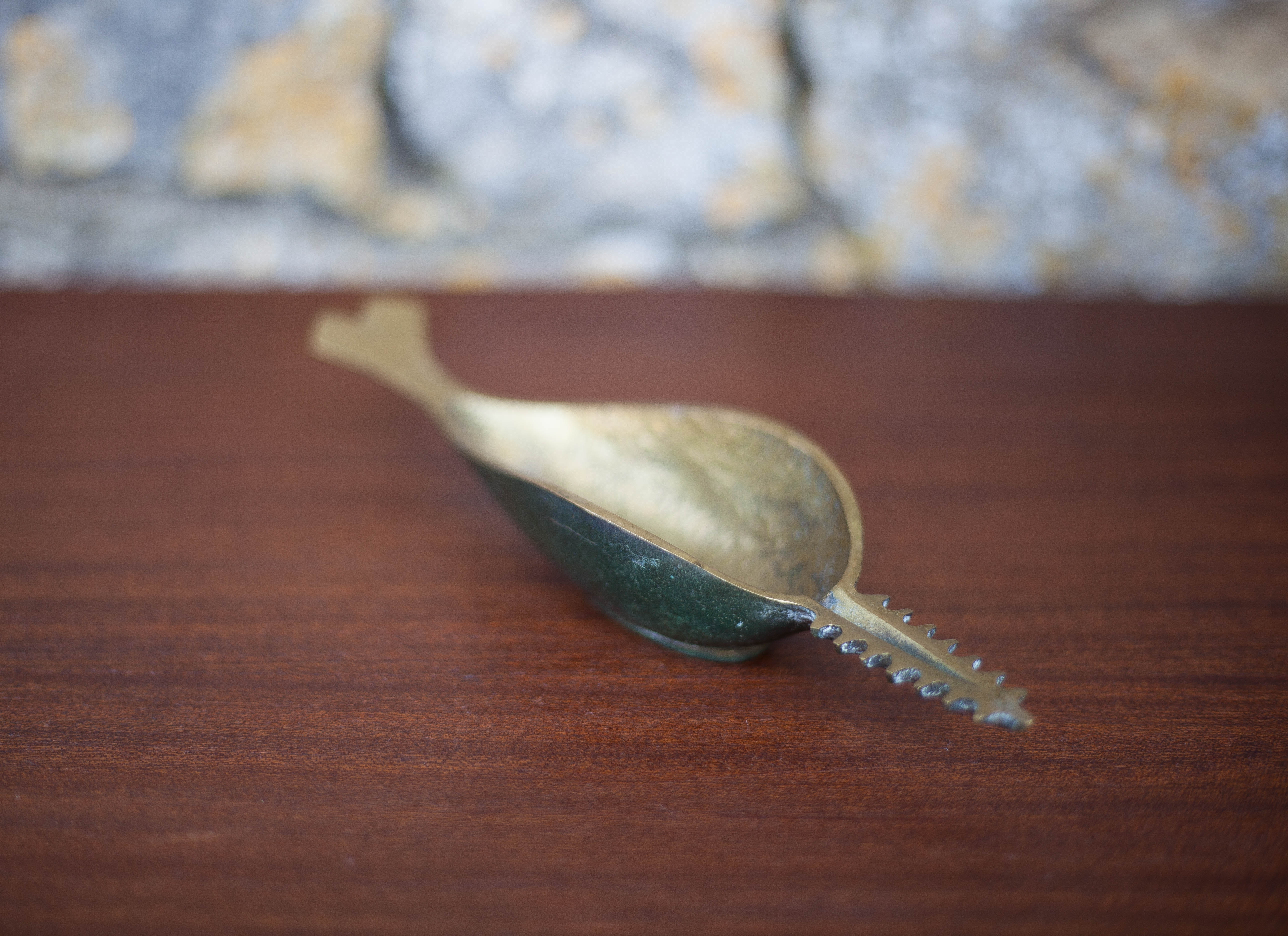 Brass ashtray, fish saw, modernist, decoration