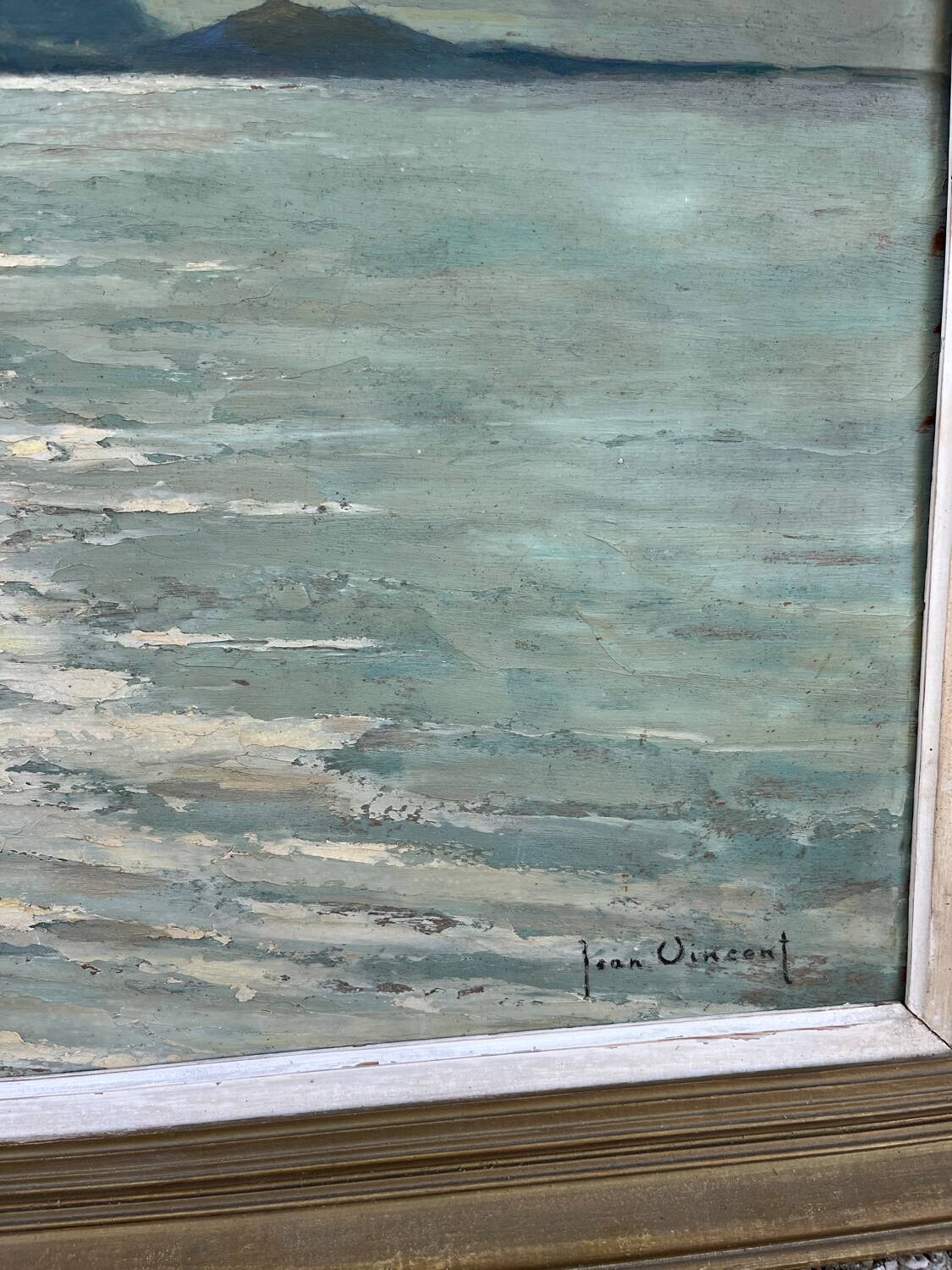 Large painting of the Mediterranean seaside in Toulon, signed Jean Vincent