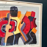 Lithographie en couleur originale suédoise – “Composition” par Bo Thorén – Signée – Vintage et encadrée