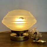 Lampe à poser globe vintage en verre dépoli