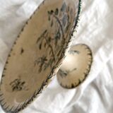 "Fushia" iron earthenware compote dish from Gien circa 1900