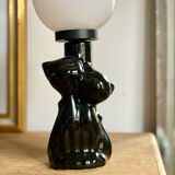 Ceramic black cat couple lamp