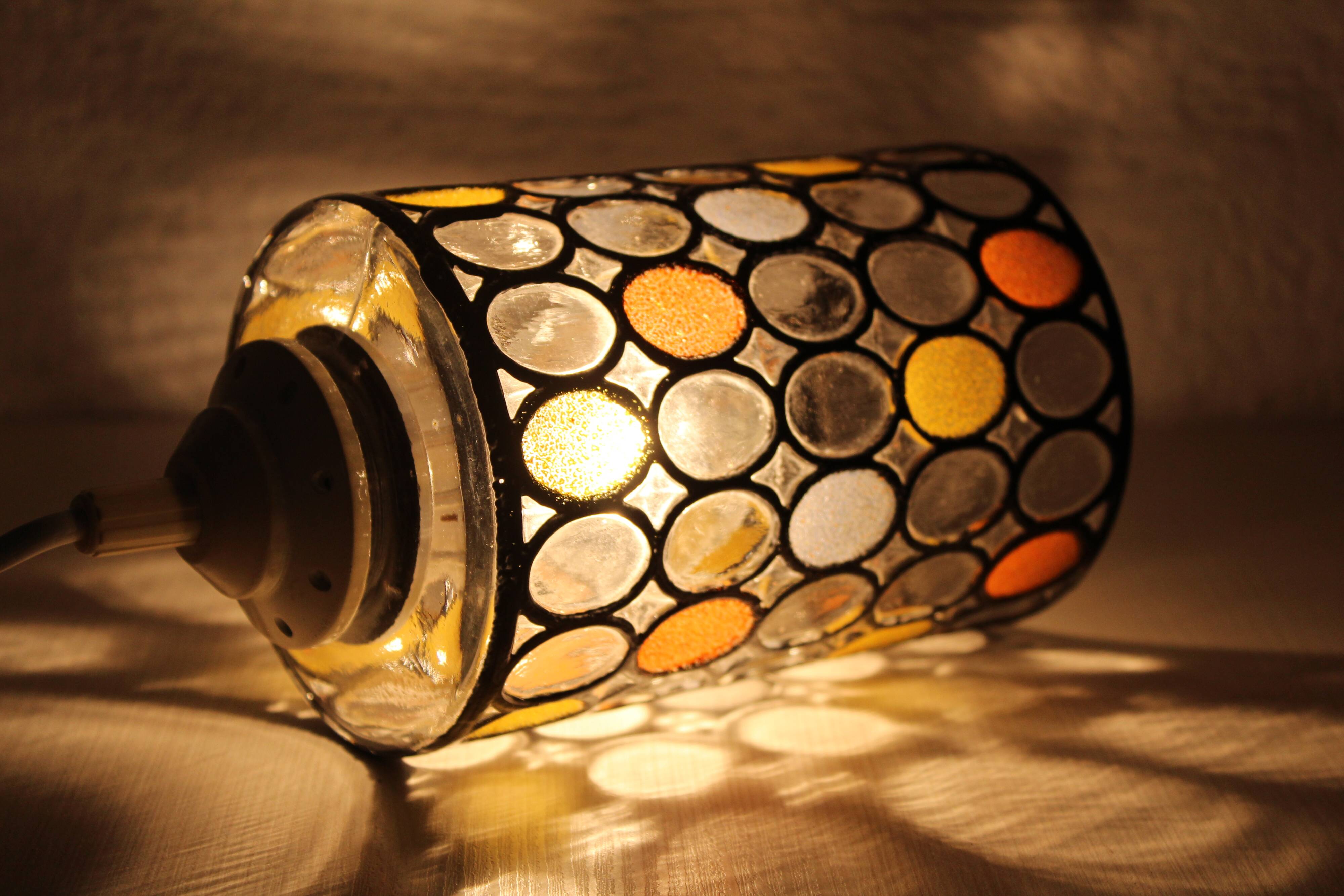 Colored glass pendant light