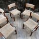 6 vintage chairs in wood, metal and fabric