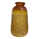 Artisanal blown amber glass vase with integrated honeycomb structure.