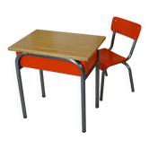 Table et chaise d'écolier vintage