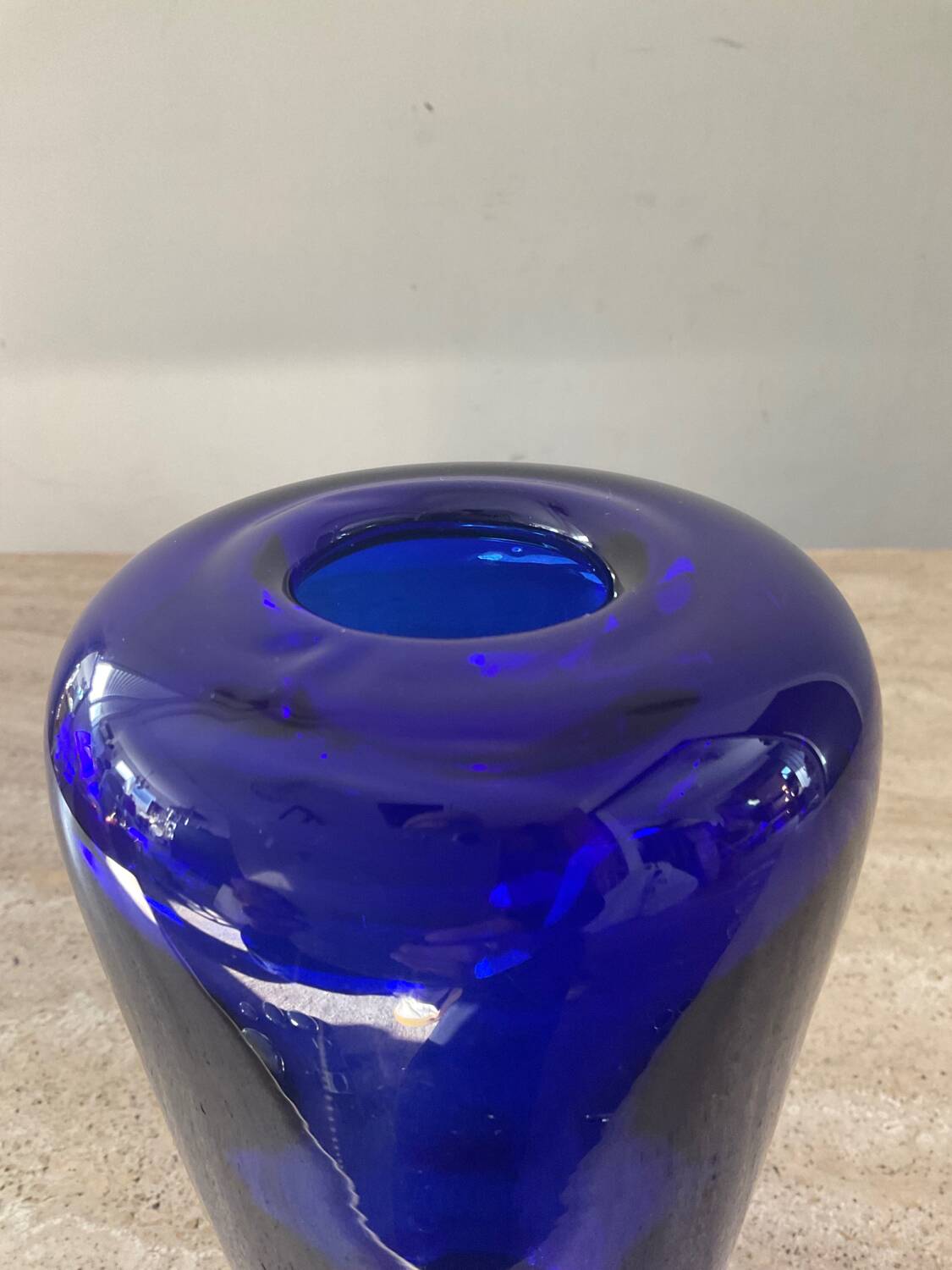 Vintage cobalt blue glass paste vase