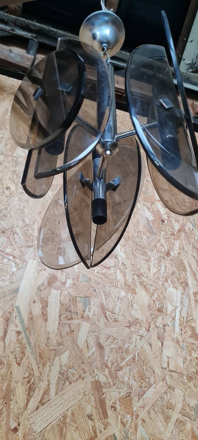 De Veca Chandelier in Smoked Murano Glass