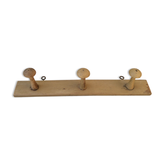 Patère wears patinated wooden wall coat early XX ieme