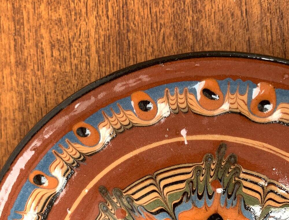 Vintage wall plate in hand-painted ceramic, 1970s