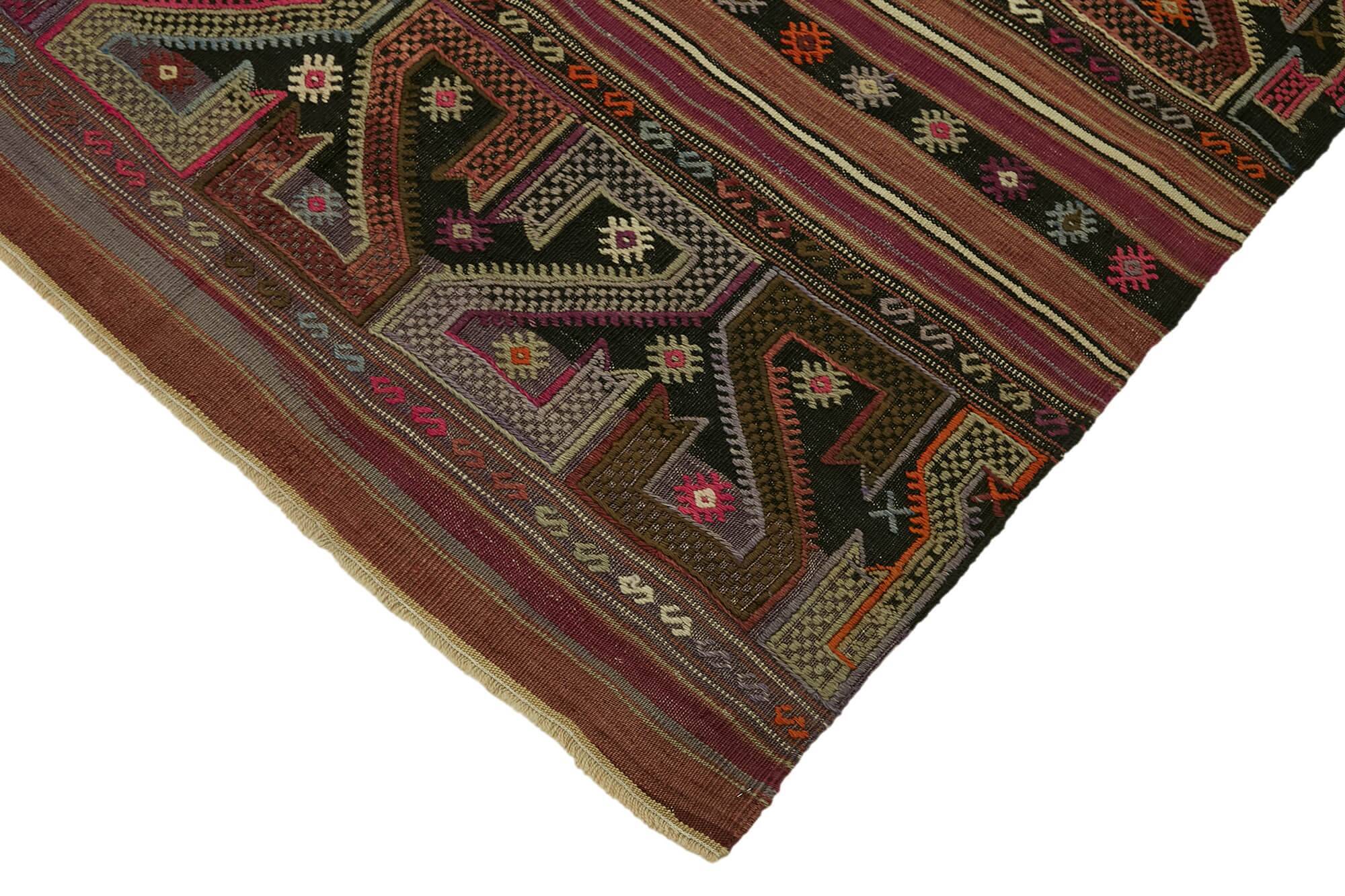 Turkish Handmade Vintage Anatolian Kilim 136 cm x 230 cm