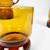Amber-colored blown glass orangeade set