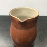 Ancien pichet grès marron intérieur blanc années 70 vintage